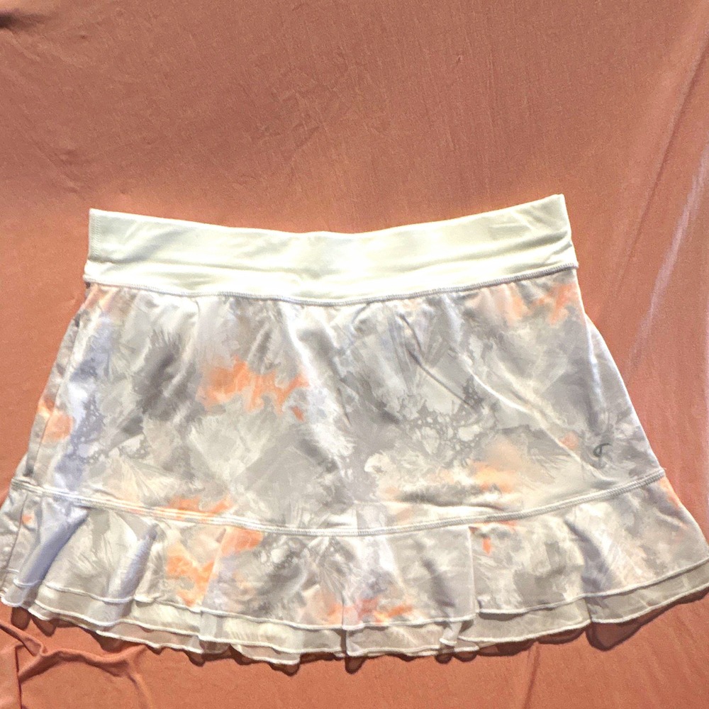 Sofibella Womens Tennis Golf Skort White Gray Pink Abstract Stretch Pull On M